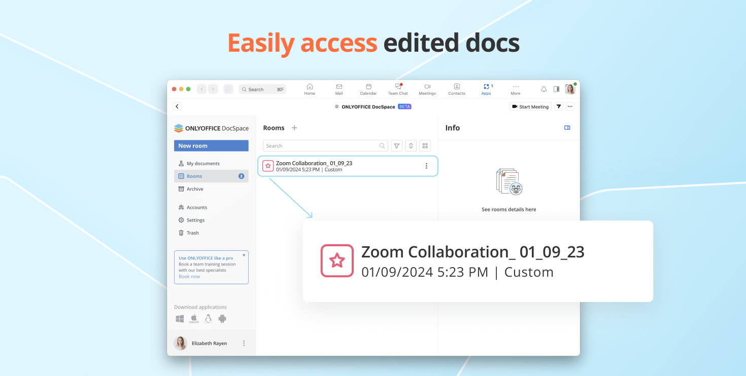 Collaborate on documents within Zoom meetings: ONLYOFFICE DocSpace app for Zoom available