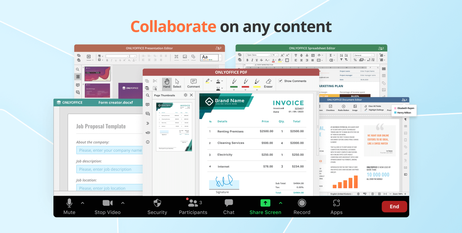 Collaborate on documents within Zoom meetings: ONLYOFFICE DocSpace app for Zoom available