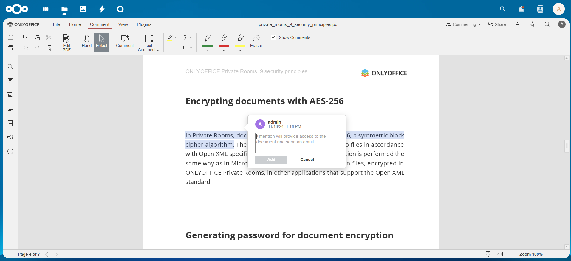 ONLYOFFICE connector for Nextcloud v9.5: how to collaborate on PDF files