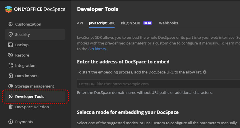 Integrating ONLYOFFICE DocSpace into a Single Page Application